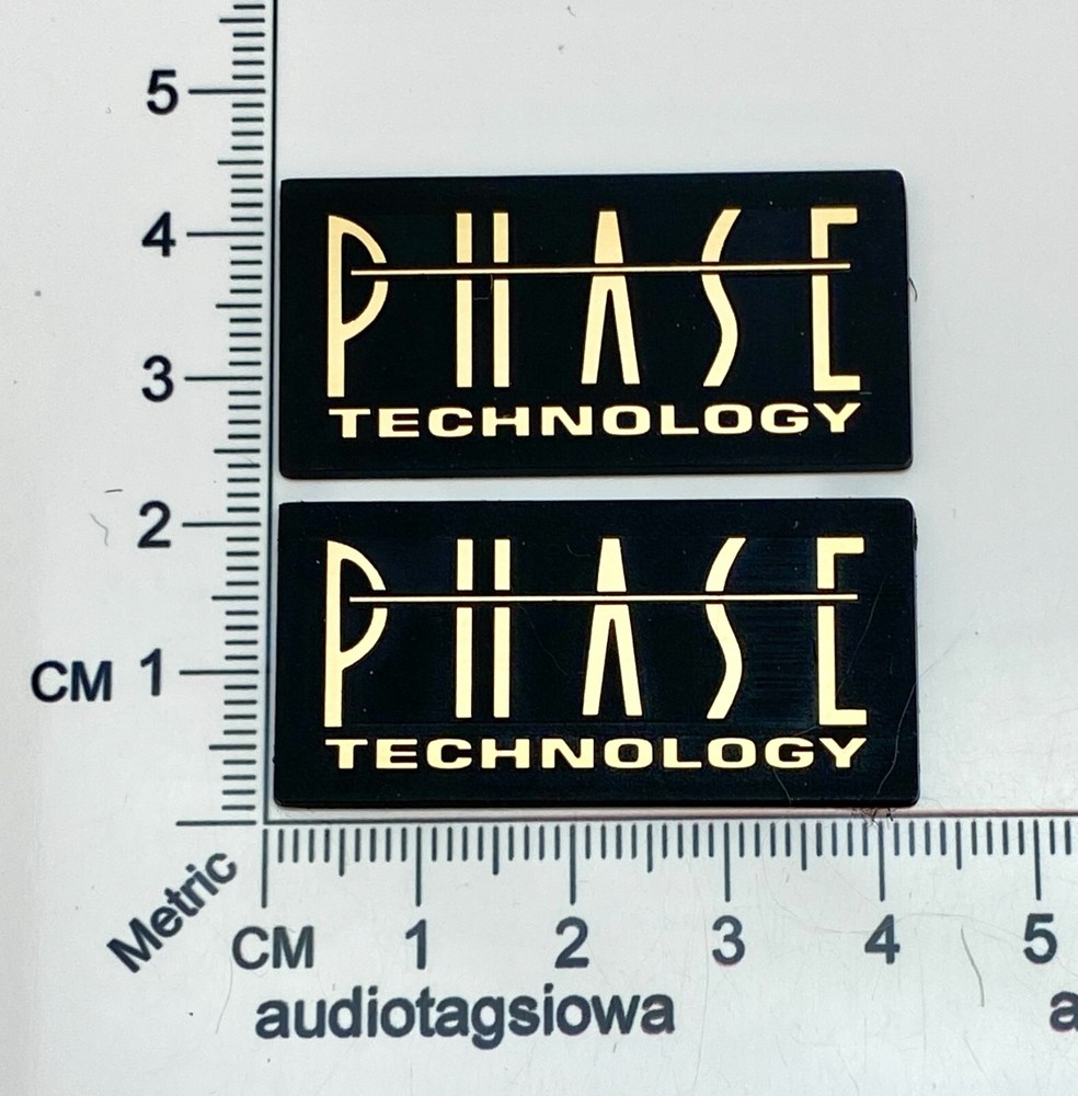Phase Technology Speaker Badge Custom Gold Incised Laminated Acrylic Pair
