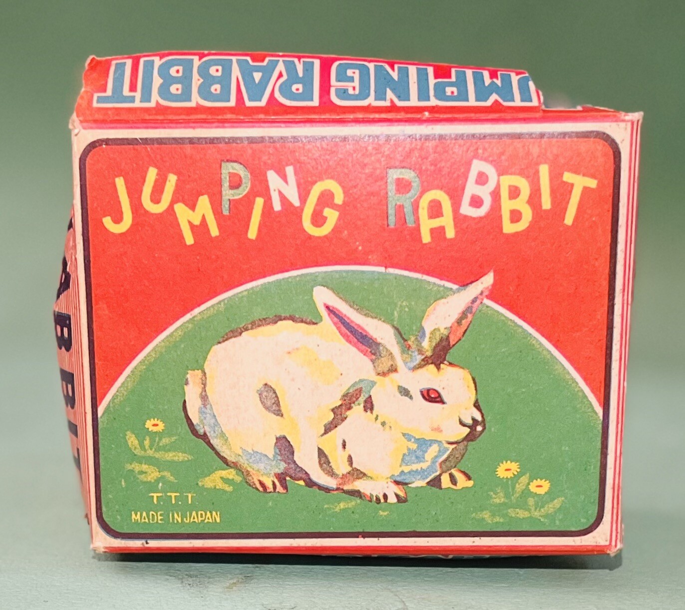 Vtg 1950's Jumping Rabbit Wind Up Toy, Made in Japan by TTT with Box, Works