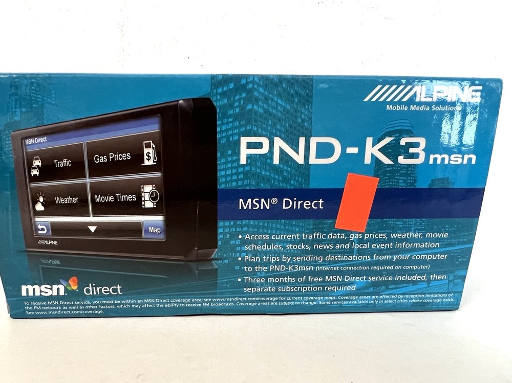 Alpine Electronics PND-K3 MSN Direct Portable Navigation System GPS NEW