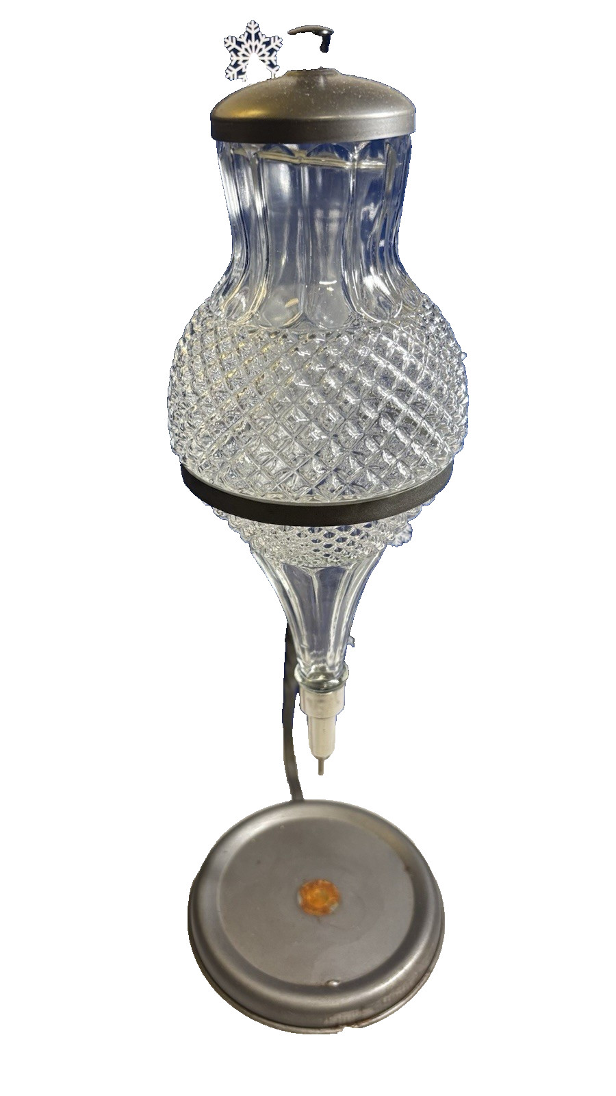 Italian Wine Aerator Dispenser - Crystal Glass w/Grapevine Wrought Iron Stand