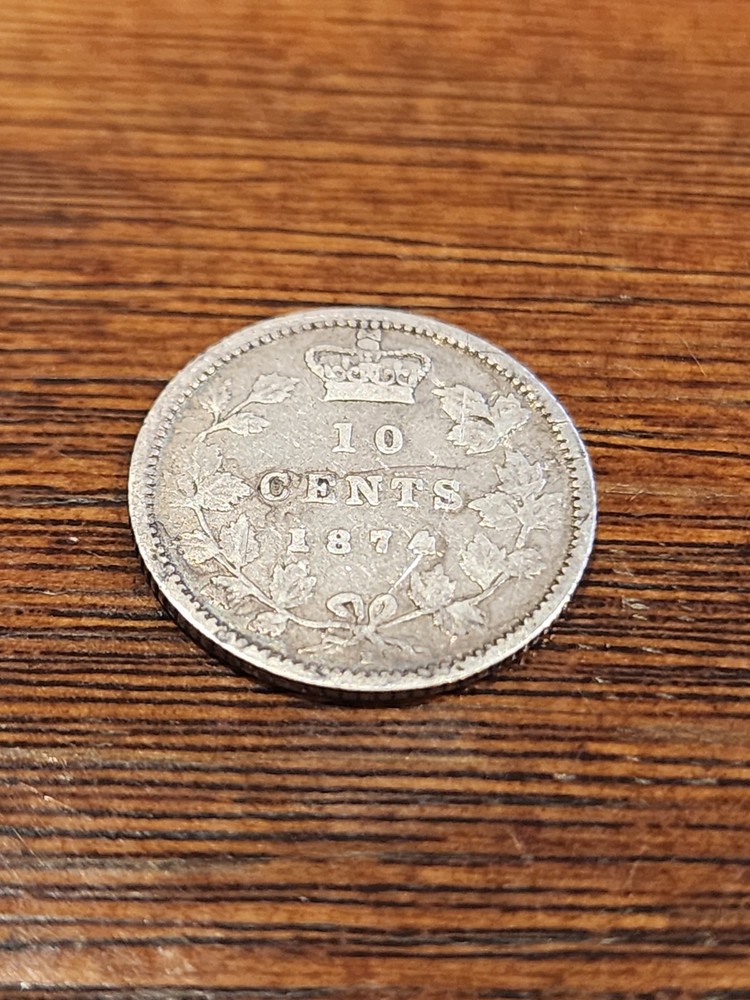 1874H Canada 10 Cents Silver Coin