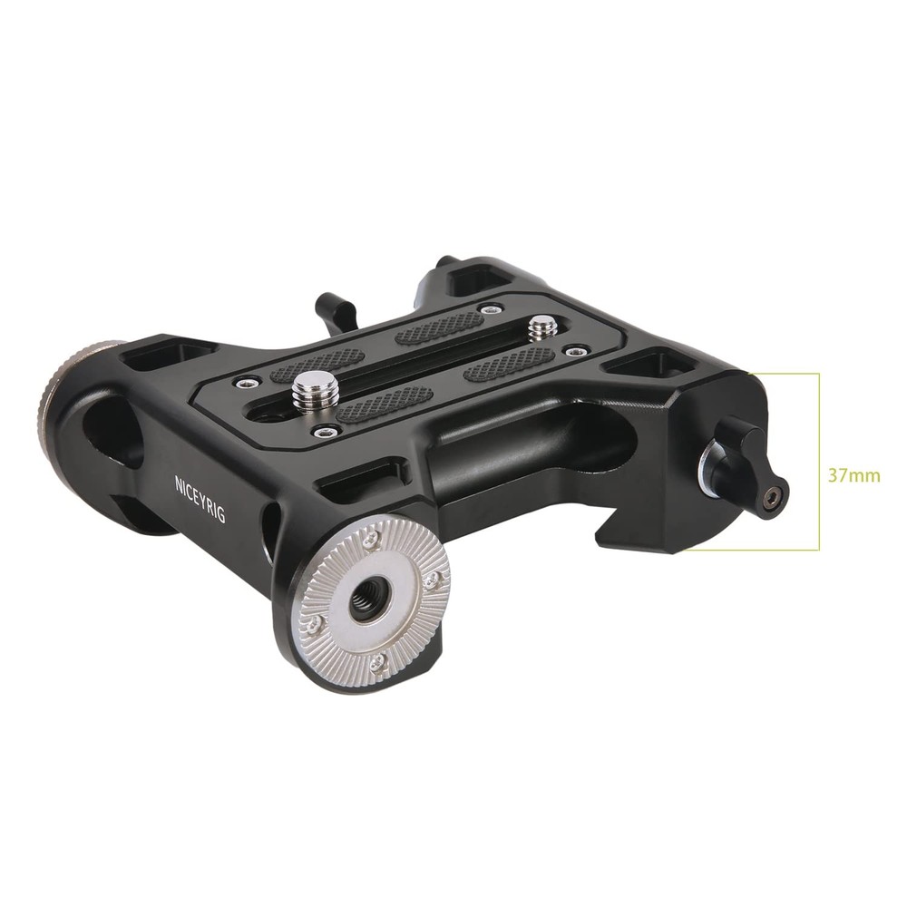 NICEYRIG Rosette Mount 15mm Rod Basic Base Plate for ARRI Dovetail, Black