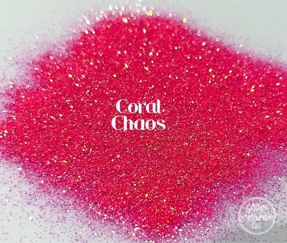 Premium Polyester Glitter - Neon Coral Iridescent