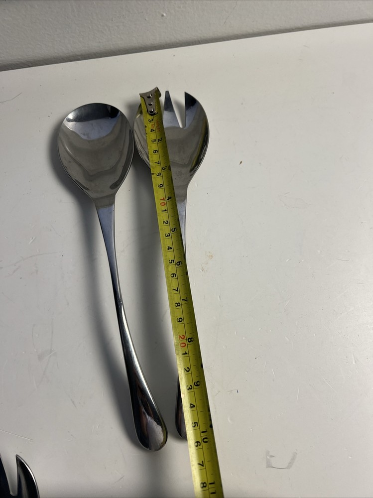 Heavy Stainless Steel Salad Serving Set Spoon Fork Long Handled Wedding Formal