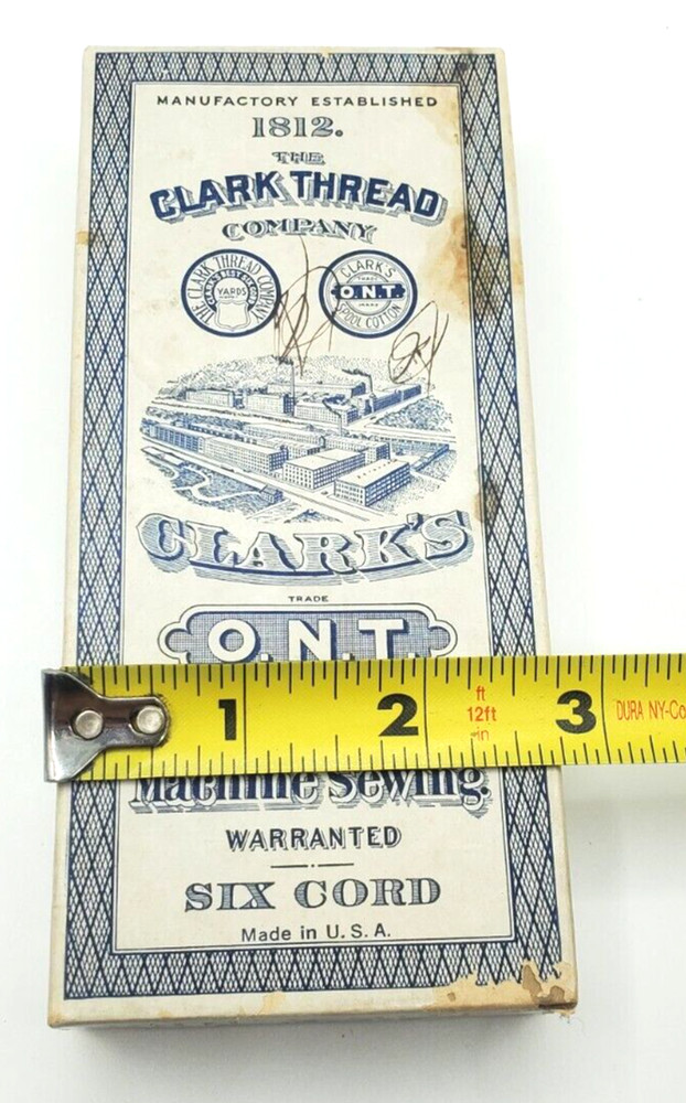 Vintage Clark Empty Box White Thread for Hand and Machine Sewing