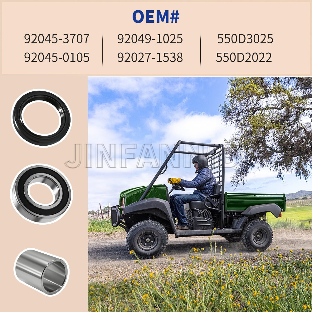 2SET Front Wheel Bearings Seals Kit for Kawasaki Mule 2510 3000 3010 4000 4010