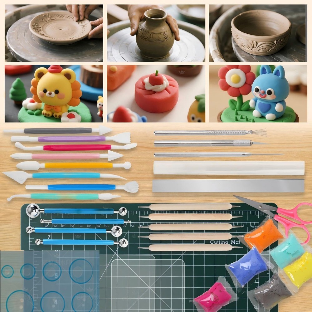 Basic Polymer Clay Tools, Clay Sculpting Tools Acrylic Roller Pin, Clear Rect...