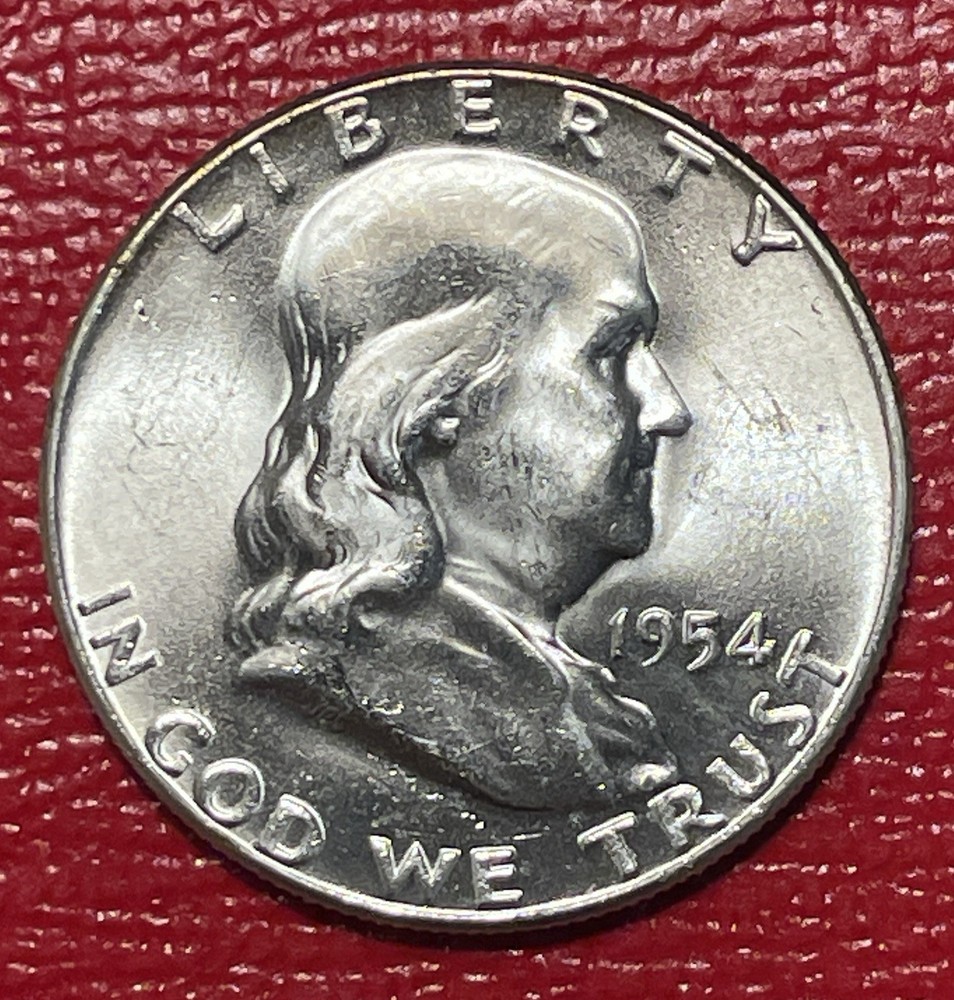 1954 P Franklin Silver Half Dollar, Choice to Gem Uncirculated.