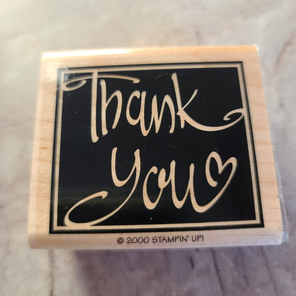 "Thank You" Rubber Stamp  Basic Script Design by Stampin Up Vivid Greetings 2000