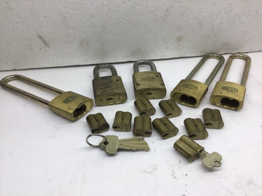 Lot x5 BEST Padlocks 3 Keys, Keyed alike Code G long short Control CORE