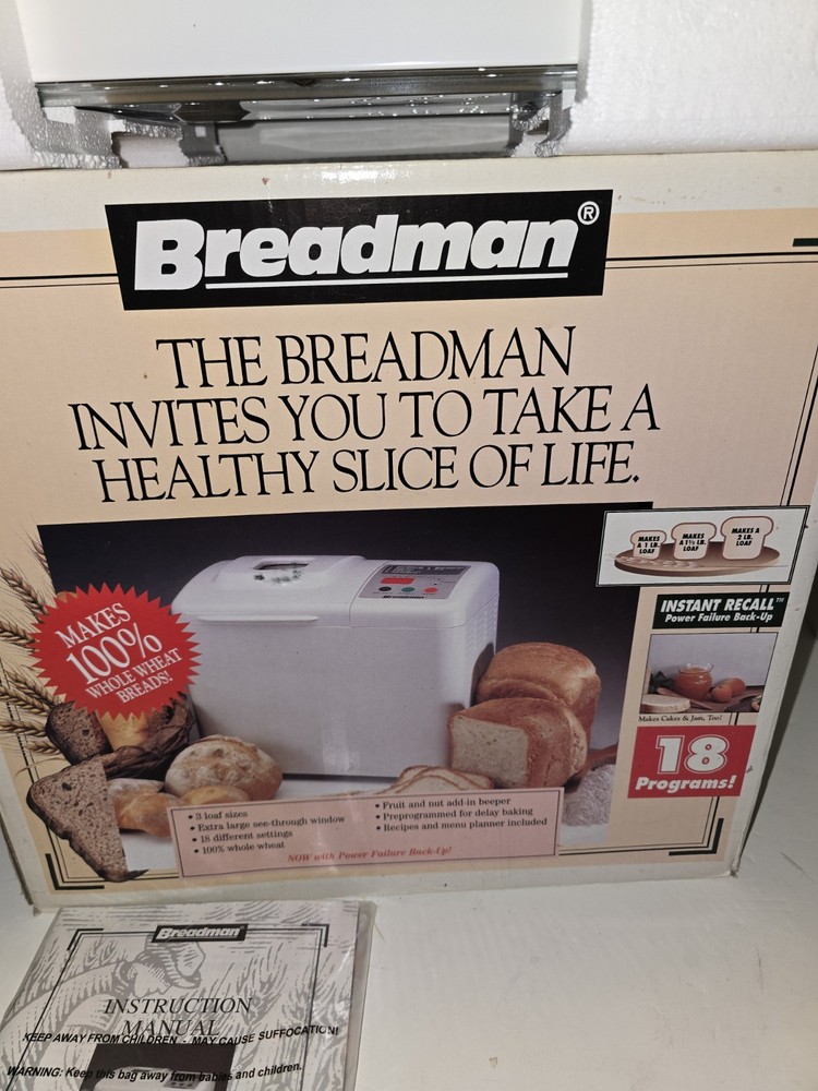 Breadman TR560 Bread Maker Machine 2lb Automatic Bread Machine White New