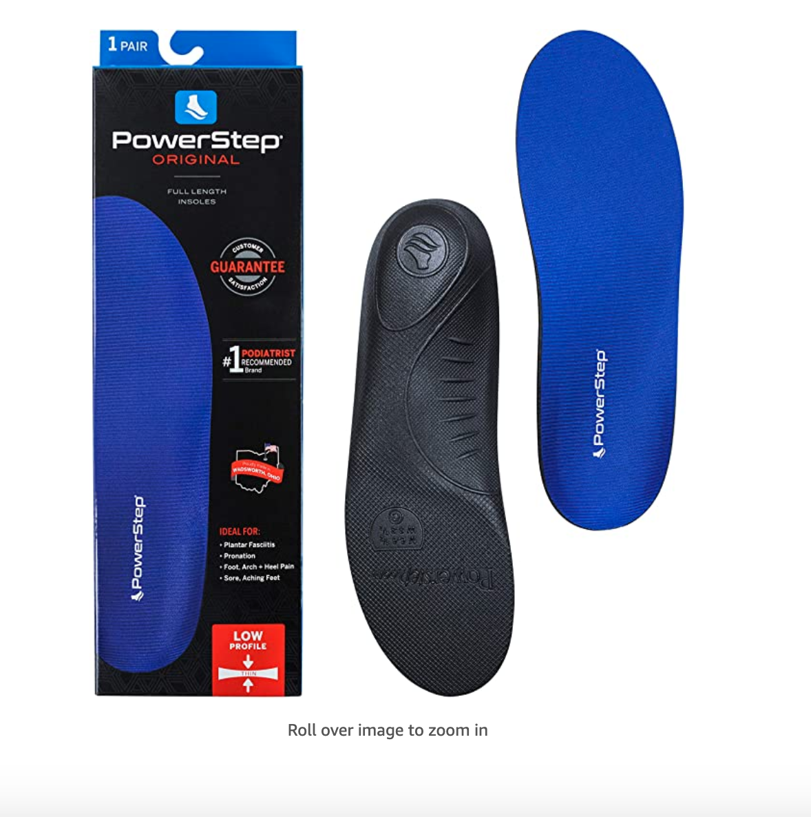 Powerstep Full Length Orthotics Arch Heel Support Insole