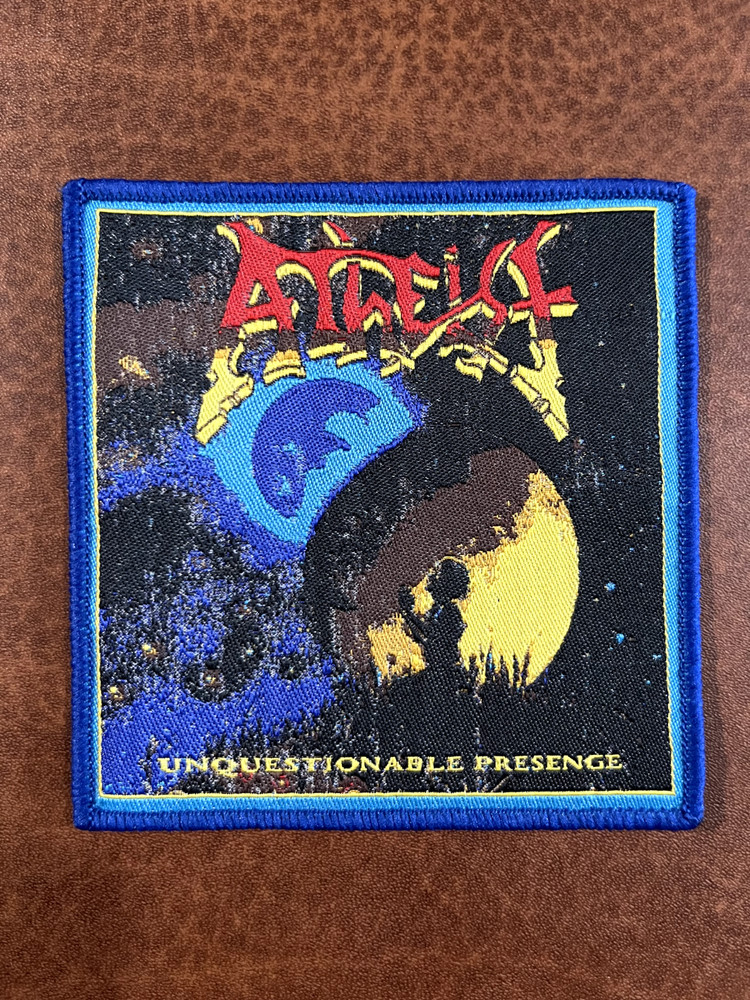 ATHEIST, UNQUESTIONABLE PRESENCE SEW ON BLUE WOVEN PATCH