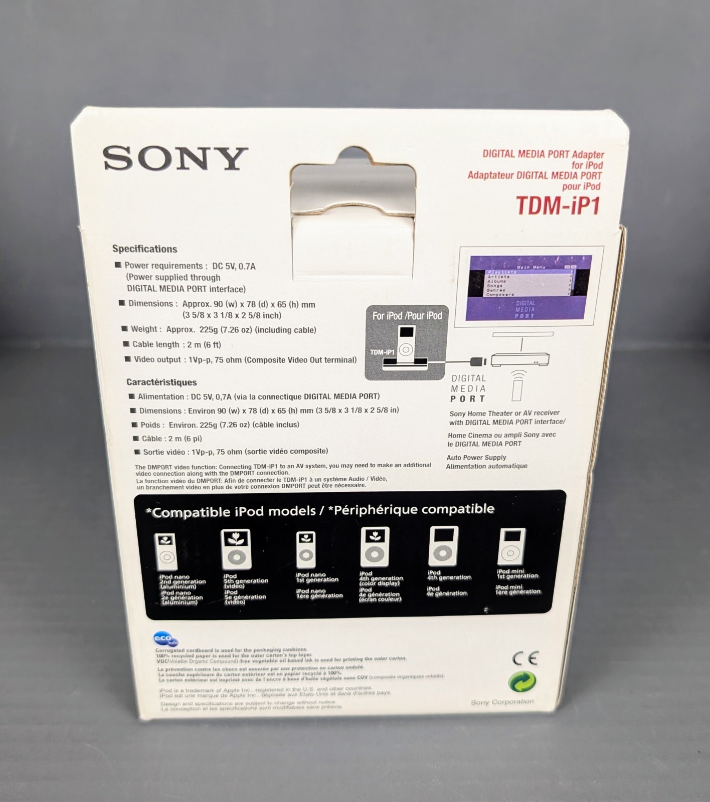 SEALED Sony TDM-iP1 Digital Media Port Adapter iPod Docking Station NIB