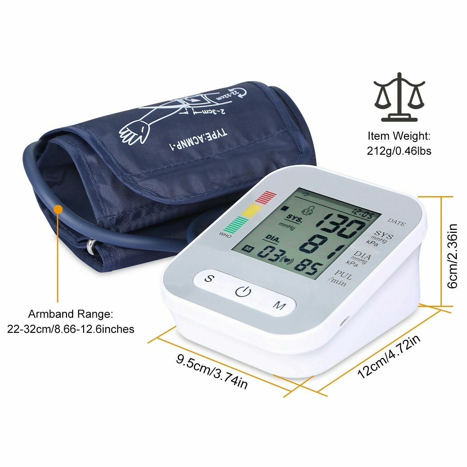 Arm Blood Pressure Monitor Digital BP Cuff Upper Arm Automatic Machine US