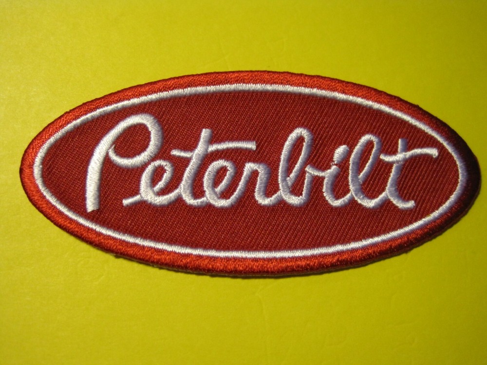 PETERBILT CLOTH PATCH RED WITH HOOK BACK ATTACHMENT! CREST SIZE FOR CAPS, ETC!