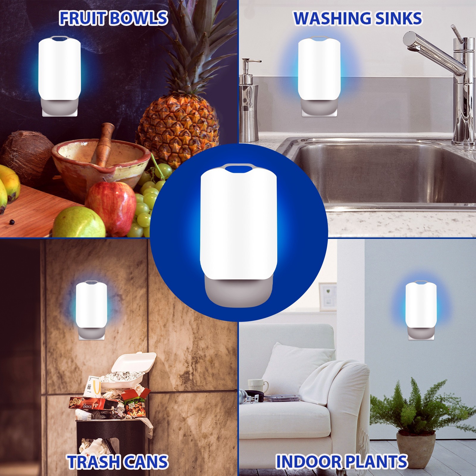 Indoor Plug-In Fruit Fly Insect Trap for Flies, Gnats, Bugs, Dimmable UV Light