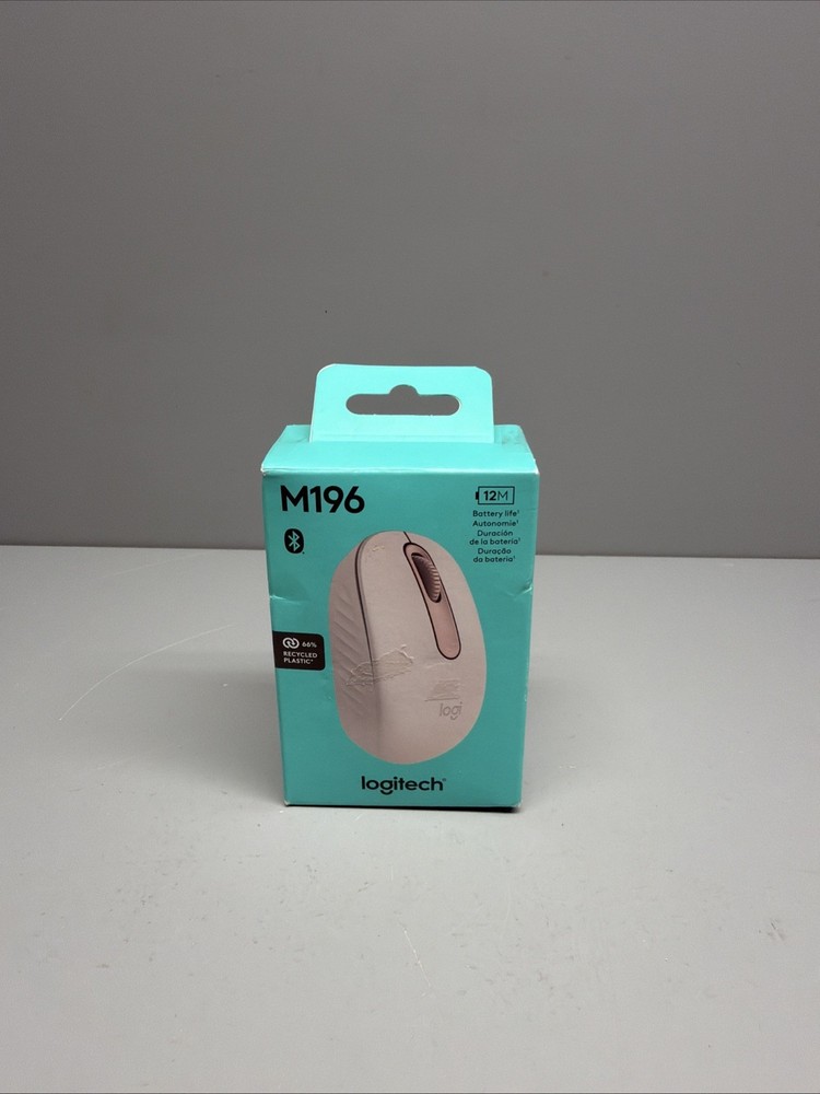 Logitech M196 Lightweight Bluetooth Wireless Optical Mouse Pink/Rose Compact New