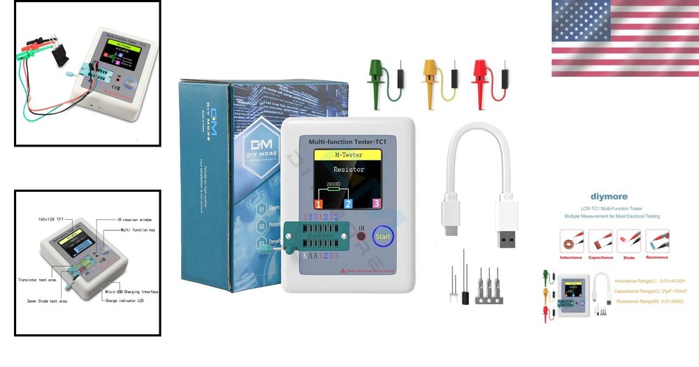 Compact Transistor and Capacitor Tester with IR Decoder & Auto Shut-down Feature