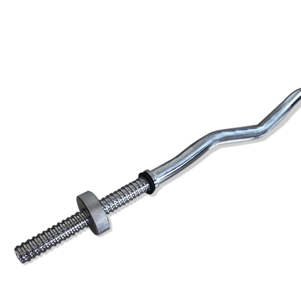 47" Standard Solid Steel Threaded Easy Curl Bar with Round Collars, Chrome
