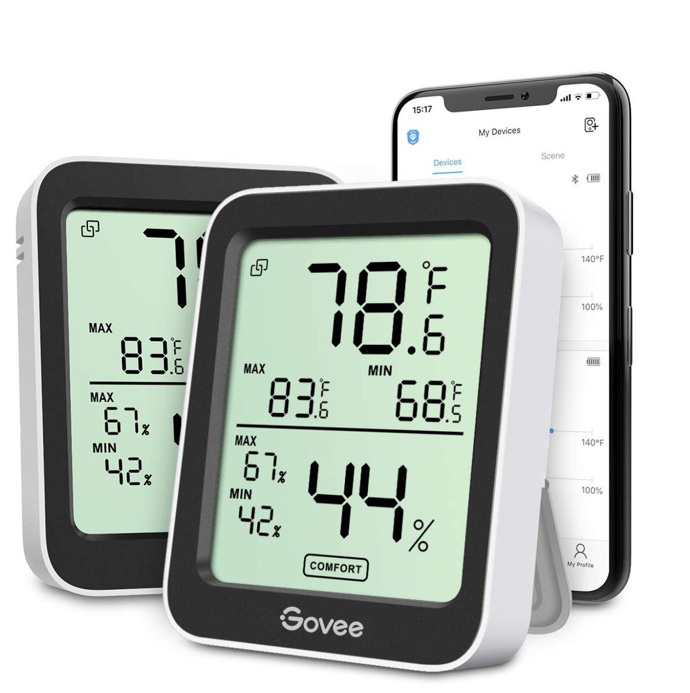 Govee Bluetooth Hygrometer Thermometer 2 Pack with Large LCD B