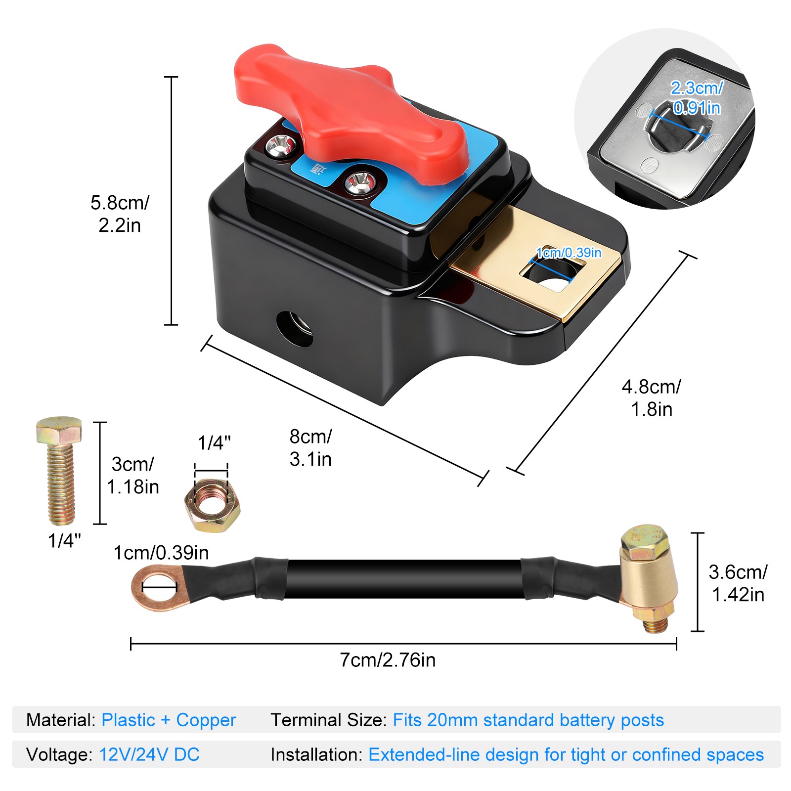 Universal Battery Disconnect Switch 12V 24V Power Cut Off Rotary Isolator Car RV