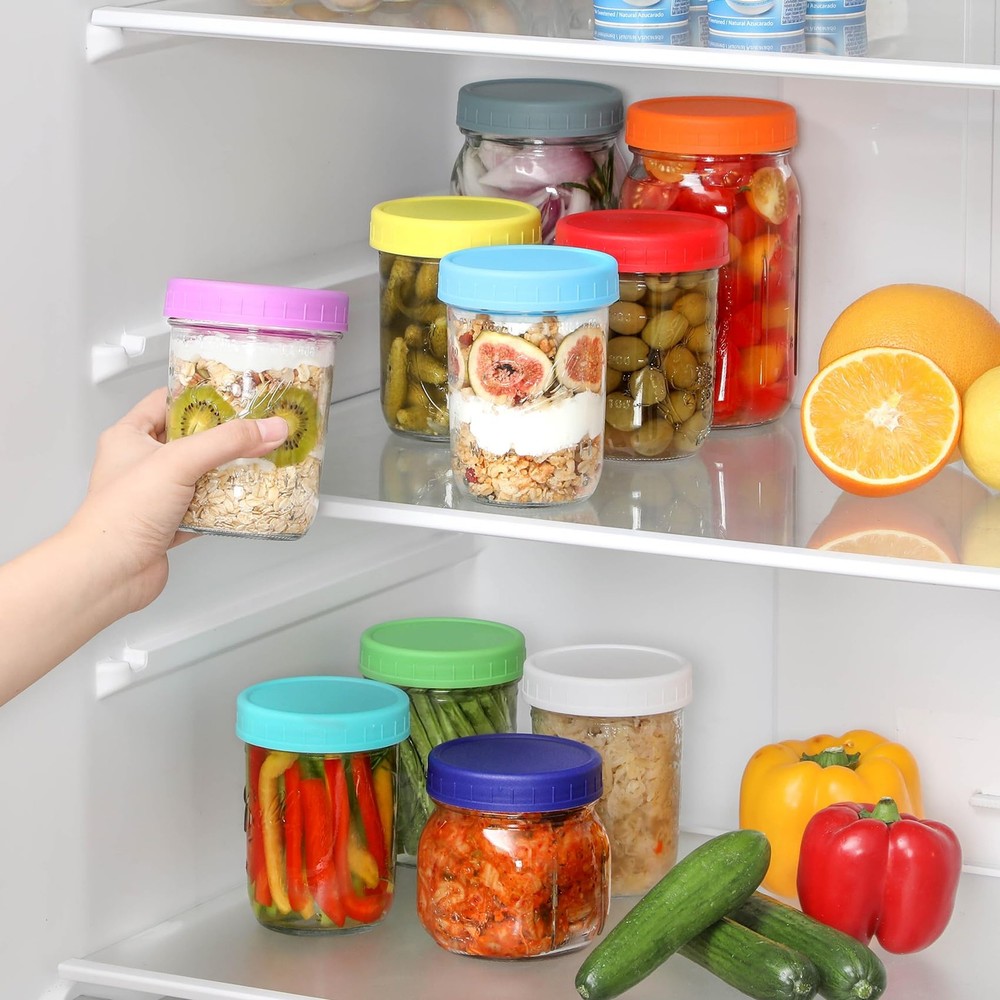 Plastic Caps For Jars, 10 Pcs, Canning Jar Lids, Multicolor