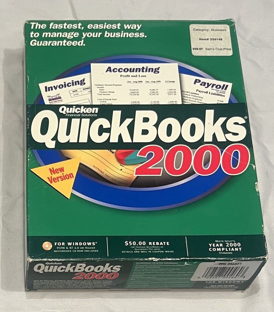 QuickBooks 2000 Software for Windows 95/98/NT w/ Manuals