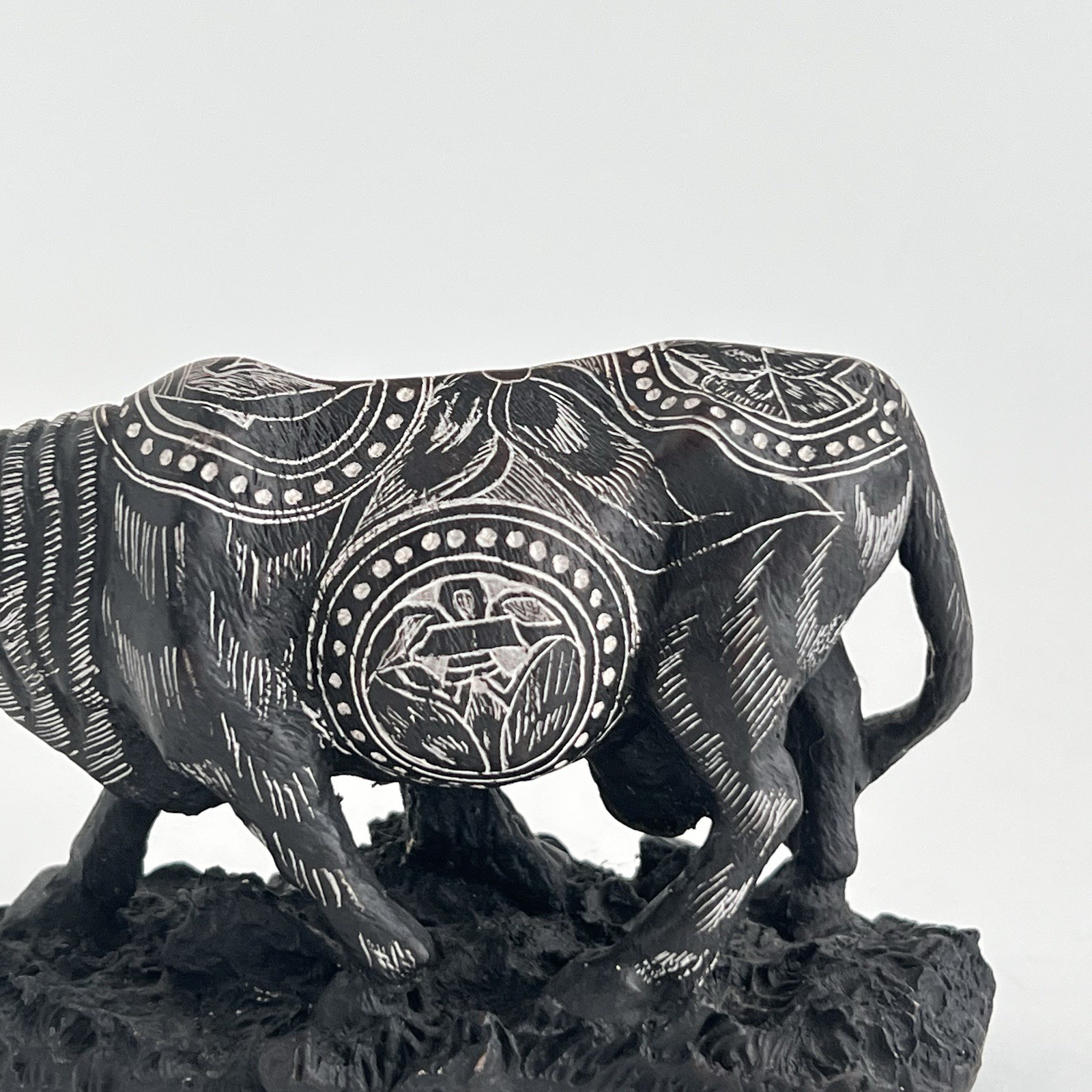Cow Bull Figurine With Intricate Art
