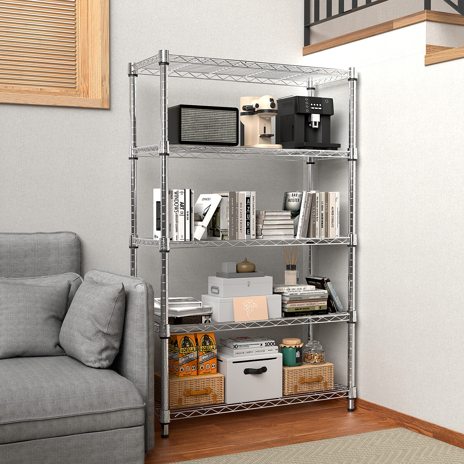 Storage Shelving Steel Heavy Duty Multi-Tier Utility Shelving Unit Steel Rack