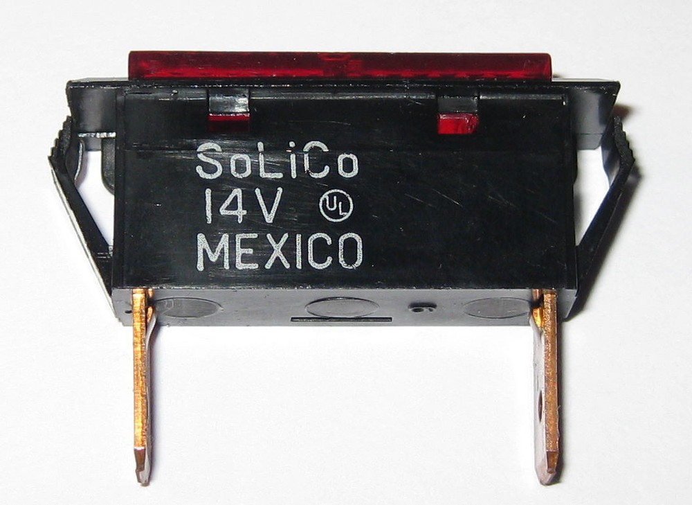 Solico Series 33 Red Rectangular Automotive Temperature Warning Light - 14V Bulb