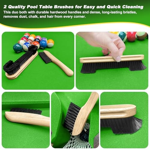Billiard Pool Table Accessories Kit: 10 Piece Set with 2 Pool Table Brushes,2