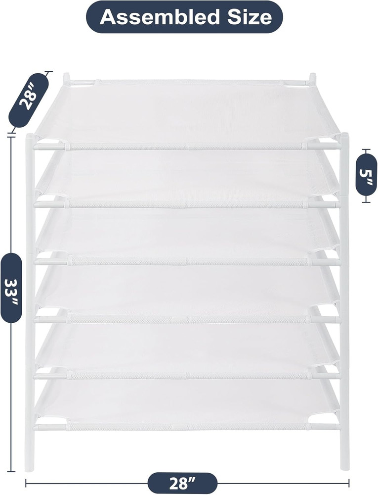 Stackable Mesh Drying Rack Set - 6 Pack for Sweaters, Socks, Toys, White