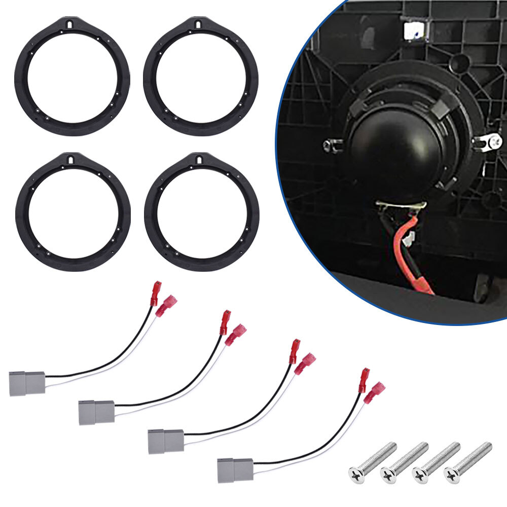 4X 6.5" Speaker Adapter Spacers Ring Bracket Mounting W/Wire Harness For Honda