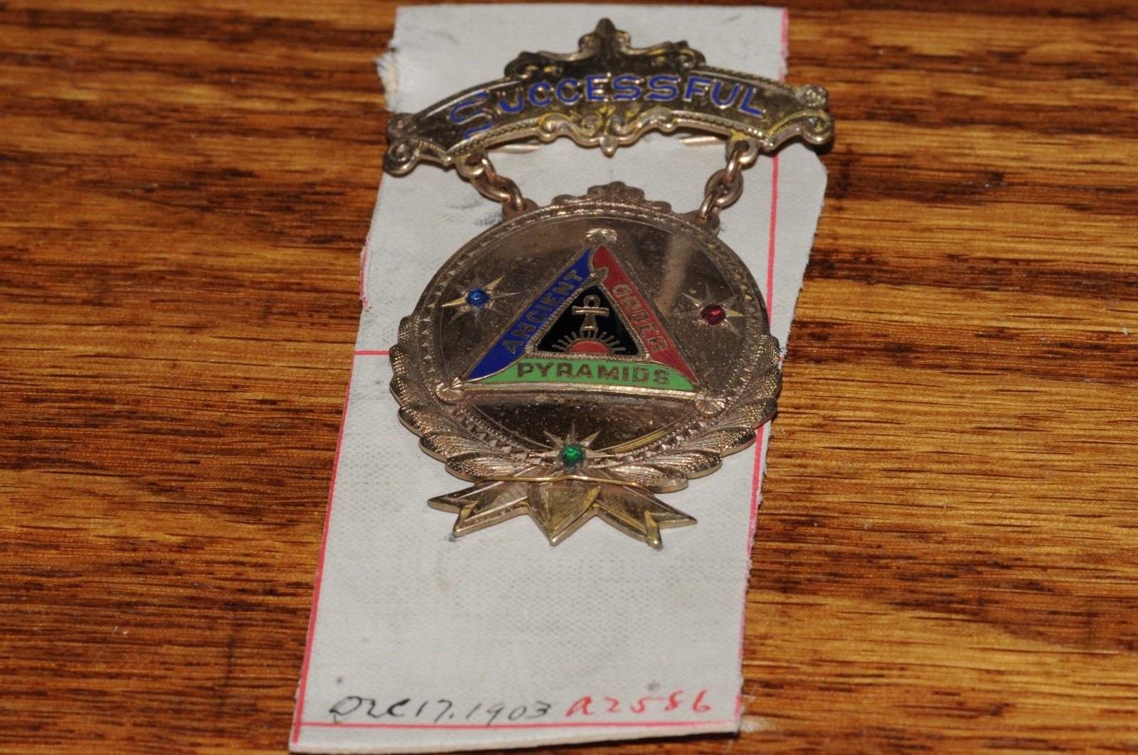 Successful Ancient Order Pyramids Fraternal Organization Pin Gold Filled 1903 *