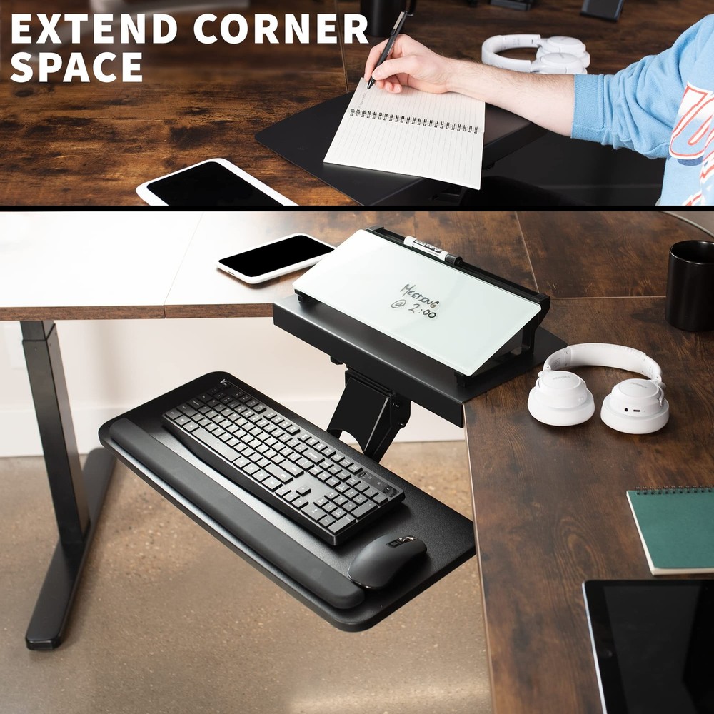 Adjustable Computer Keyboard and Mouse Platform Tray with Corner Connector, E...