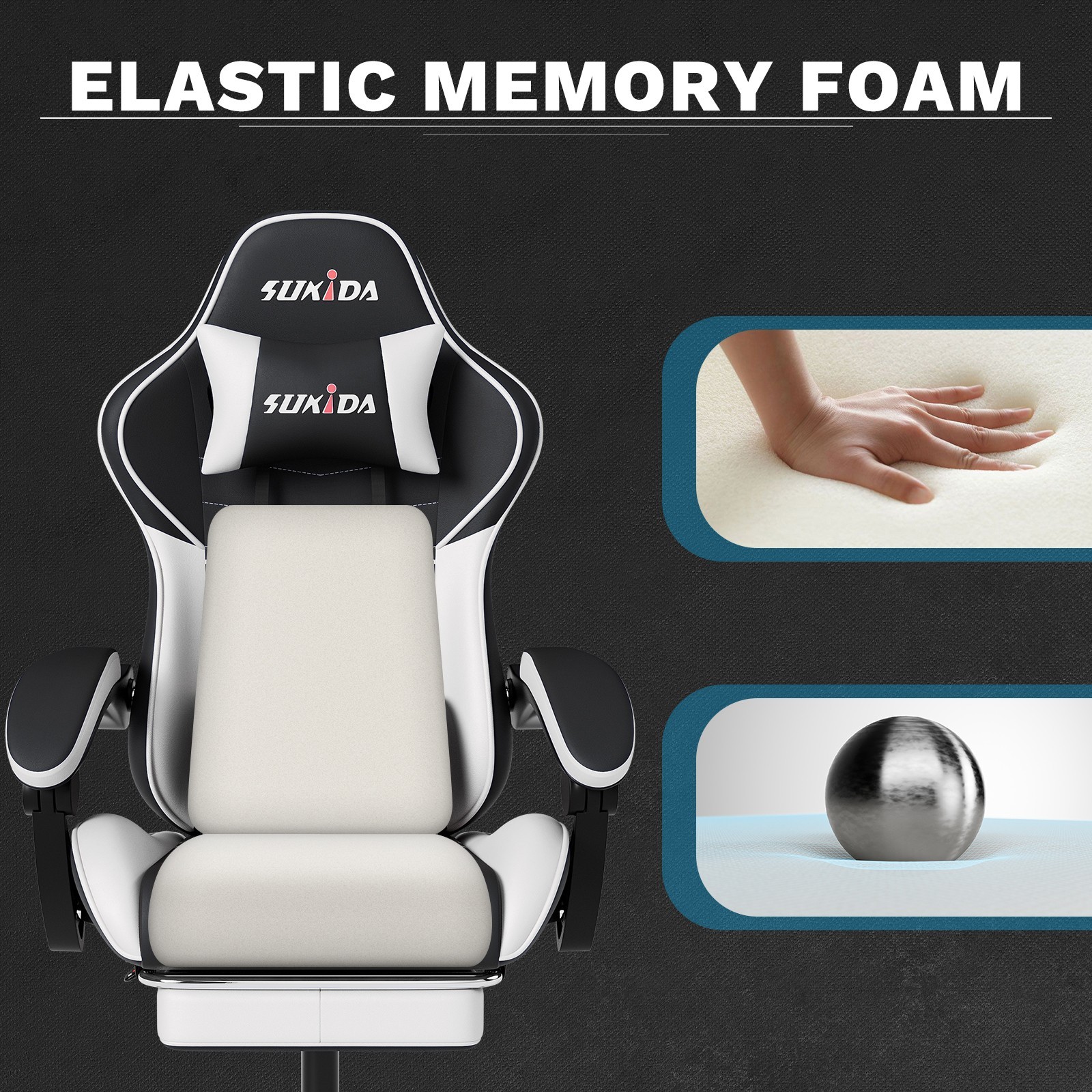 Gaming Chair PVC Leather Featuring High-Back Massage Function and Footrest