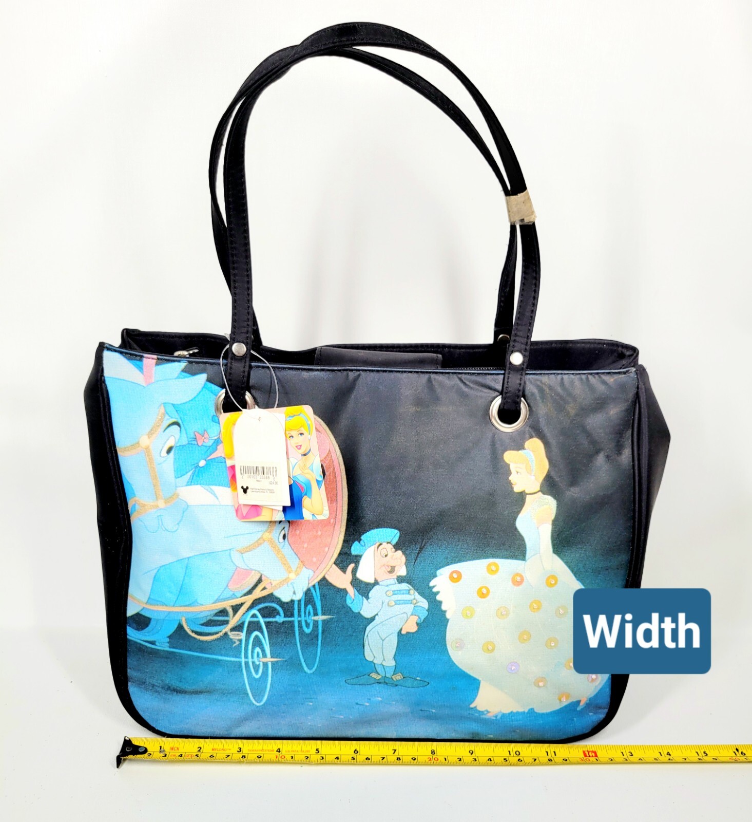 Disney 2005 Cinderella 13"x10" Glitter Sequin Handbag Purse New with Tags