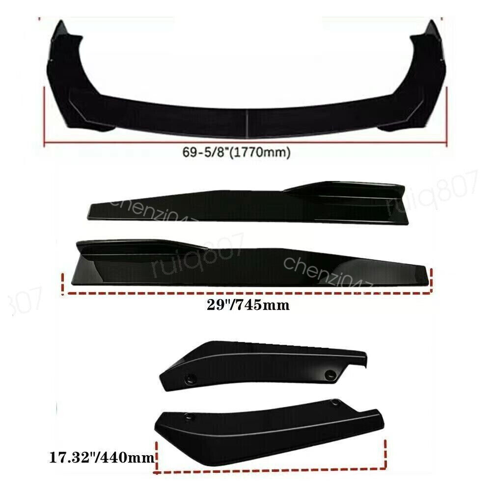Front Bumper Lower Lip+Rear Diffuser+29" Side Skirts For Ford Focus 12-14