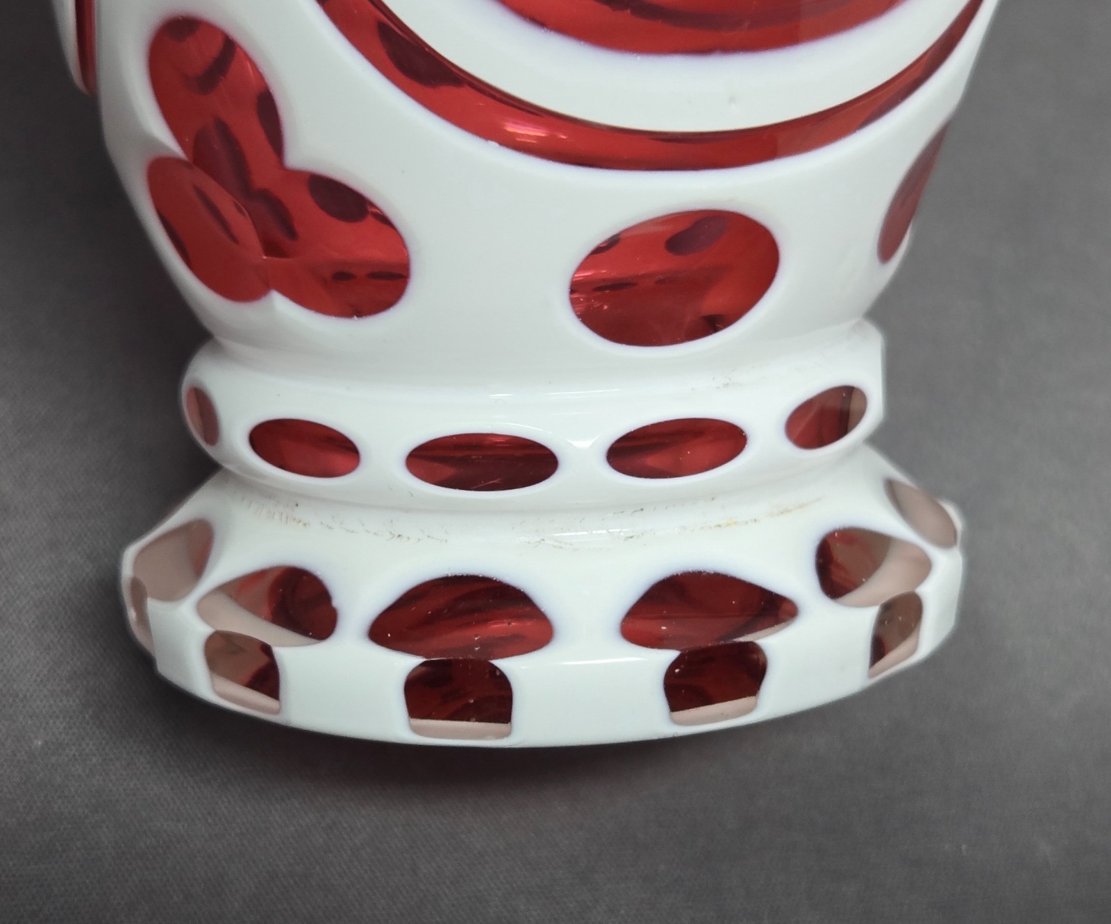 Bohemian / Germanic White Cased Cut to Cranberry Spa Glass Mid 1800s