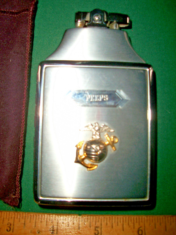 Ronson MASTERCASE Lighter & Cigarette Case Combo U.S. Marine Corps Emblem