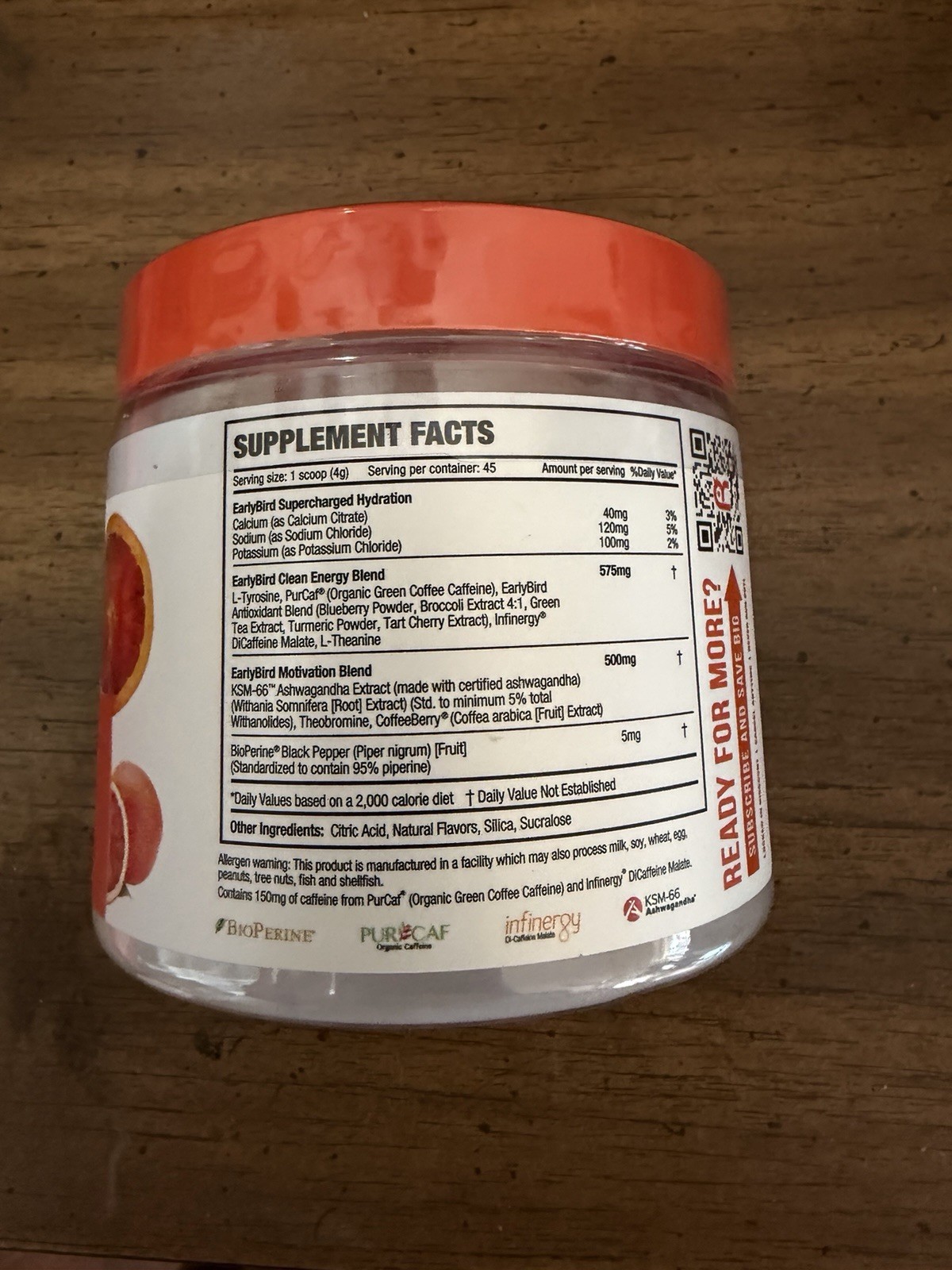 EarlyBird Morning Cocktail Blood Orange 45 Servings Exp 10/2027 (With Shaker!)