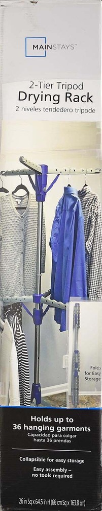 Space-Saving 2-Tier Steel Tripod Hanging Clothes Drying Rack