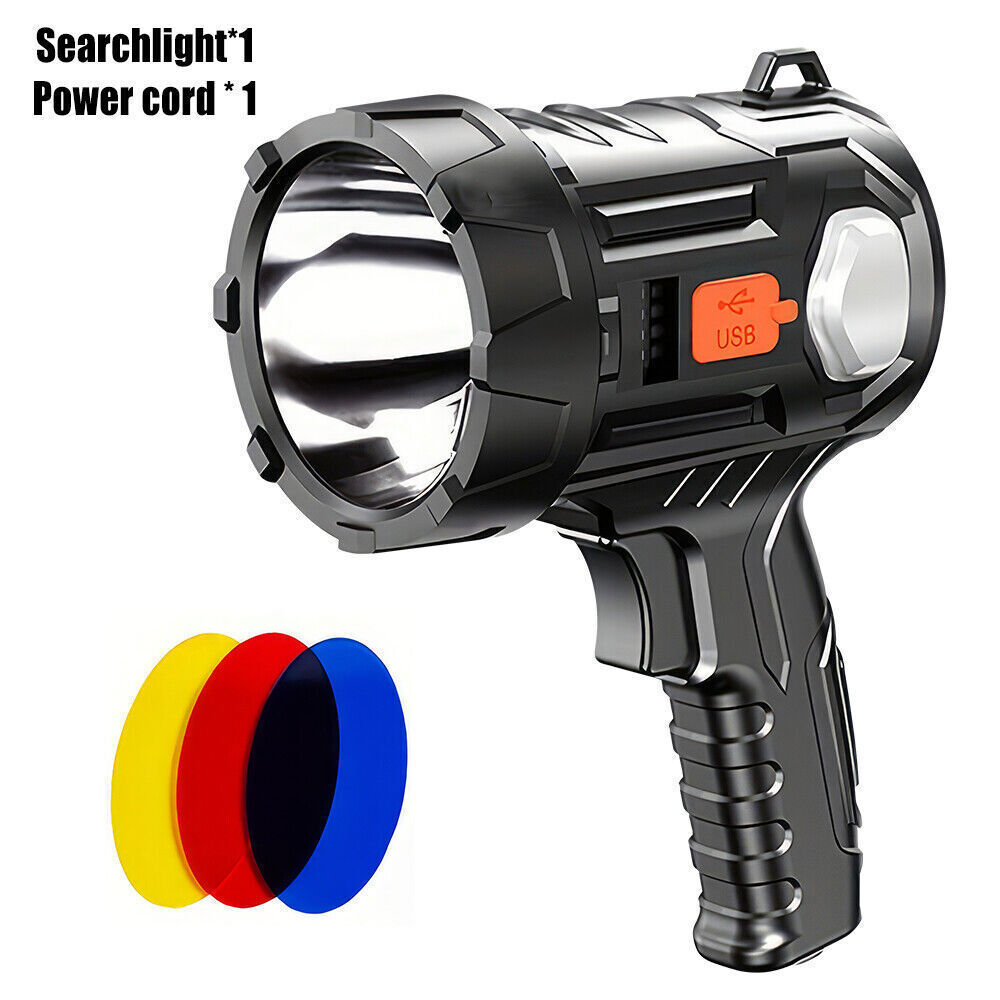 3PC Solar/USB Rechargeable LED Spotlight Flashlight Searchlight 9000000LM Bright