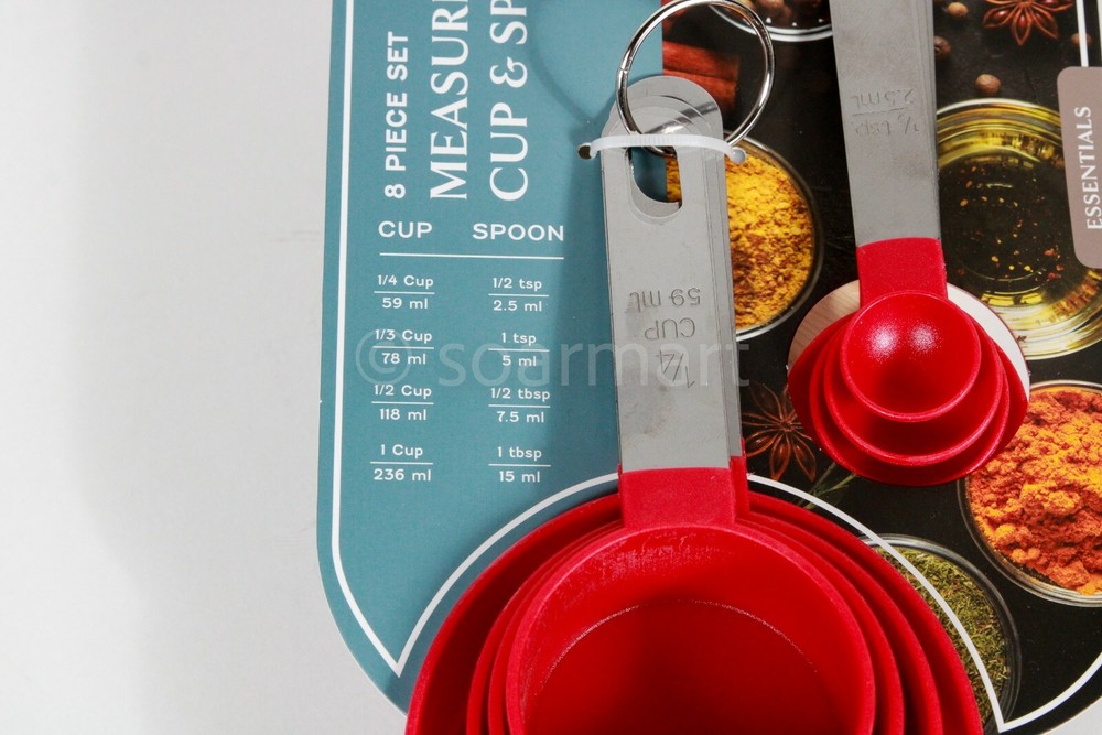CORE KITCHEN STACKABLE MEASURING CUP AND SPOON SETS,Red Set of 8