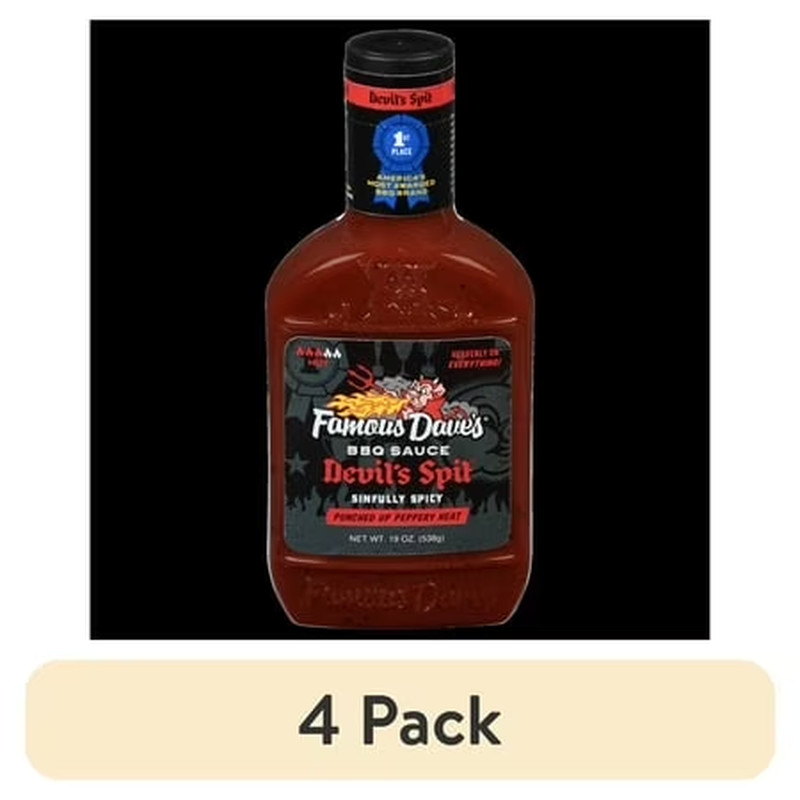 (4 Pack)  Devil'S Spit BBQ Sauce, 19 Oz