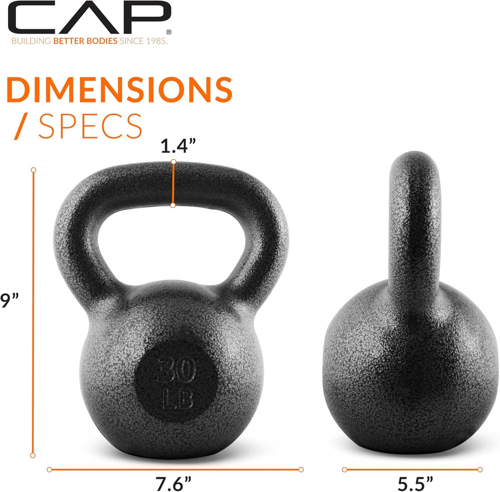 Black Cast Iron Kettlebell Single or Set | 10-80 Lbs