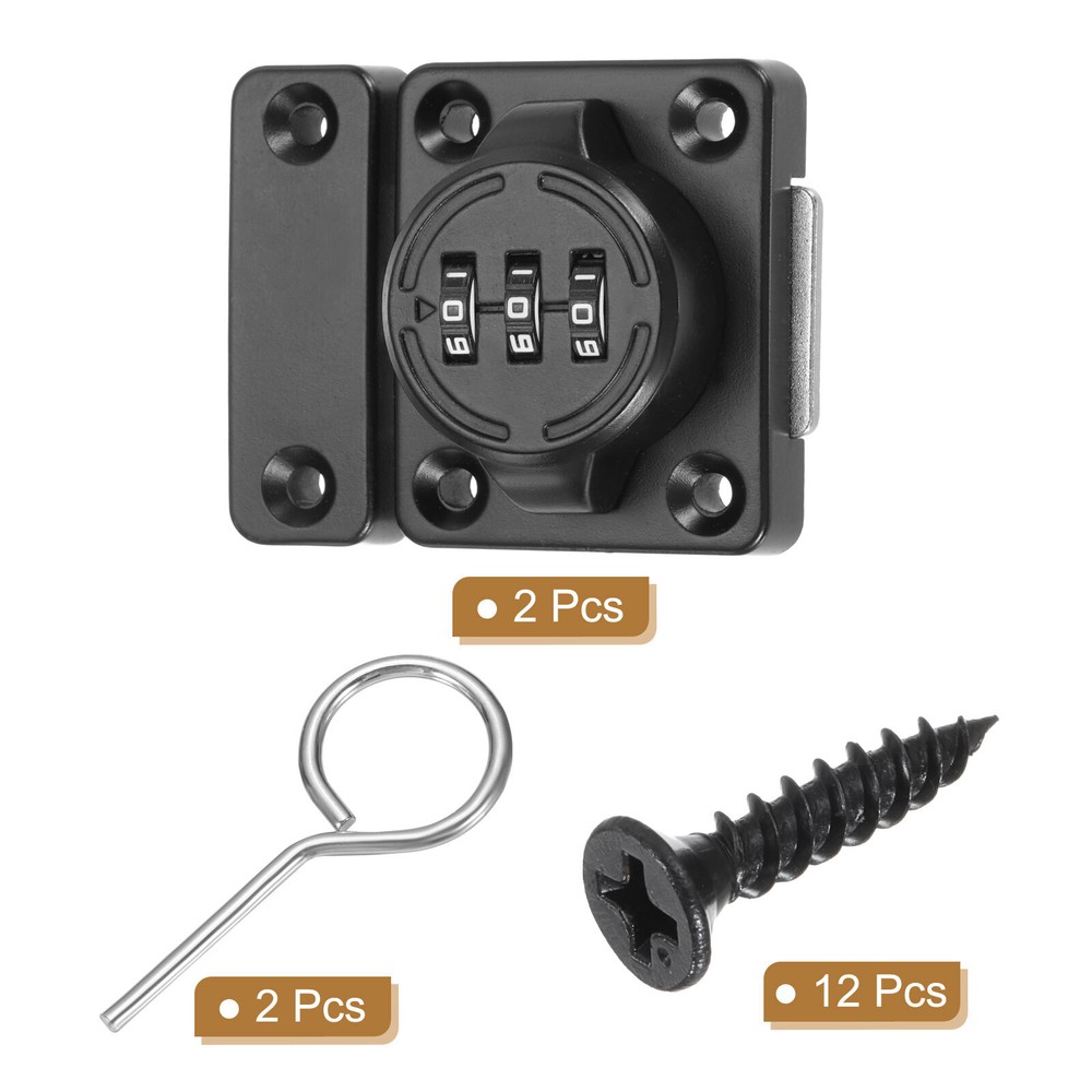 2 Pcs Combination Cabinet Latch Keyless Password Lock Black