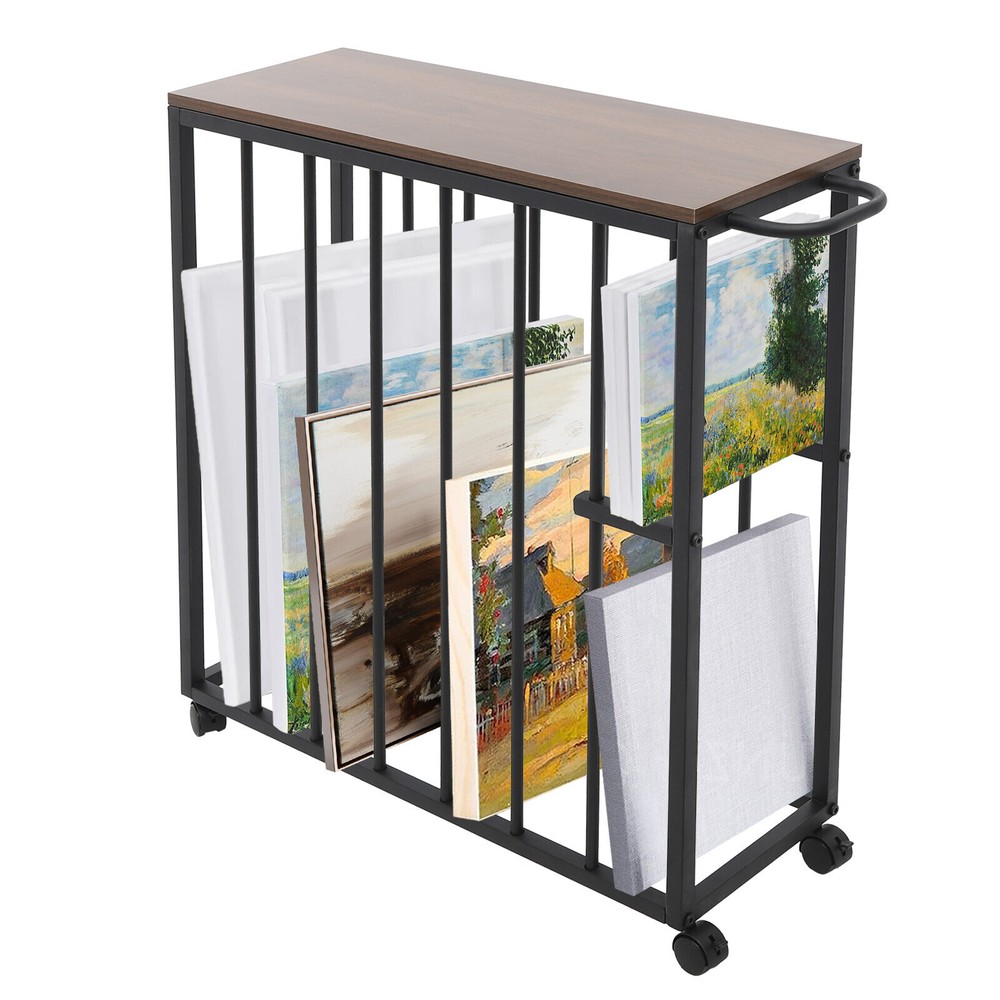 Black Painting Drying Rack with 4 Wheels, Spacious Art Storage & Display