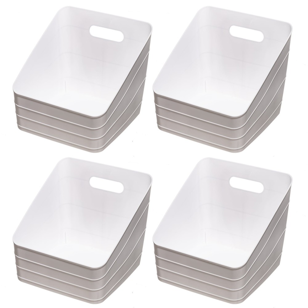 Flexible Plastic Closet Bin, White, 4 pack